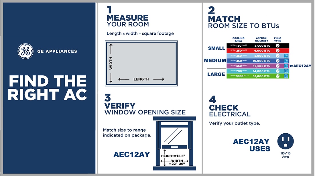 GE 12,000 BTU 115-Volt Smart Window Air Conditioner with Remote in